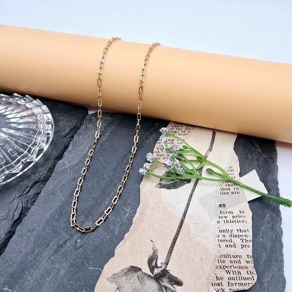 Rose Gold Chain Necklace Gold Plated Dainty Unisex Jewelry, XPNL0002 - Picture 4 of 12